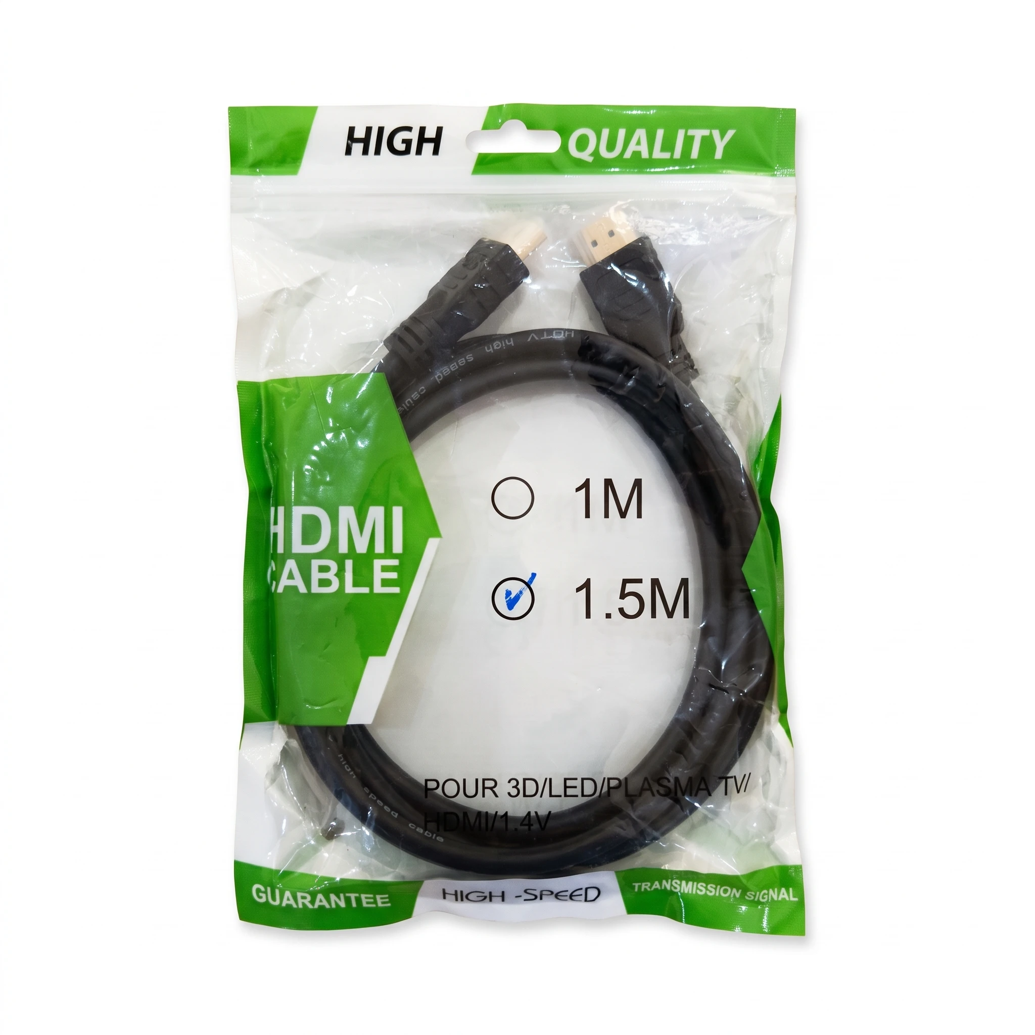 Câble HDMI Mâle-Mâle High-Speed 1.5M – Transmission de Signal Haute Performance